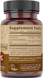 Deva Nutrition Vegan Chelated Iron 29 mg Fortified with B-12 - High Potency, Easy to Swallow - 90 Tablets, 1-Pack