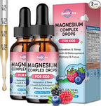 (2 Pack) Magnesium Glycinate Liquid for Kids, Kids Magnesium Liquid Drops Supplement with L-Theanine, Calcium, Zinc, Vitamin D3 K2 for Sleep Calm Relaxation Brain Bones, Mixed Berry Flavor 4 Fl Oz