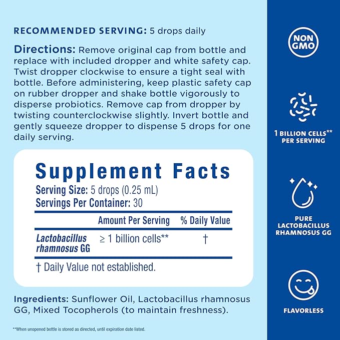 Mommy's Bliss Baby Probiotic Drops Everyday - Gas, Constipation, Colic Symptom Relief - Newborns & Up - Natural, Flavorless, 0.34 Fl Oz