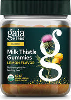 Gaia Herbs Milk Thistle Gummies - Herbal Supplement with Antioxidant Support for Liver Health* - Lemon Flavored - 60 Vegan Gummies (30 Servings)