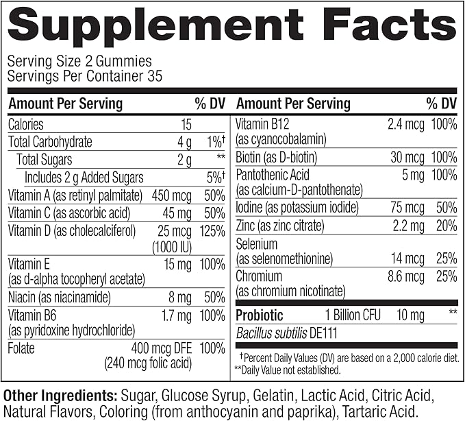 OLLY Multi + Probiotic Adult Multivitamin Gummy, 1 Billion CFUs, Digestive and Immune Support Chewable Supplement, Tropical Twist, 35 Day Supply - 70 Count (Pack of 2)