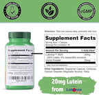 Yuve 20mg Lutein & Zeaxanthin Eye Health Supplement with Clinically Studied Lutemax 2020 Carotenoid Complex - Supports Dry Eyes, Fatigue & Vision Clarity - 30 Vegan Capsules