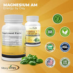 MoxyVites MagniRise™ AM– Magnesium Complex for Women & Men - 200mg Magnesium Bisglycinate, Malate, Citrate, B6, Organic SuperGreens – Chelated, High Absorption – Pairs with MagniRest™ PM – 60 Capsules