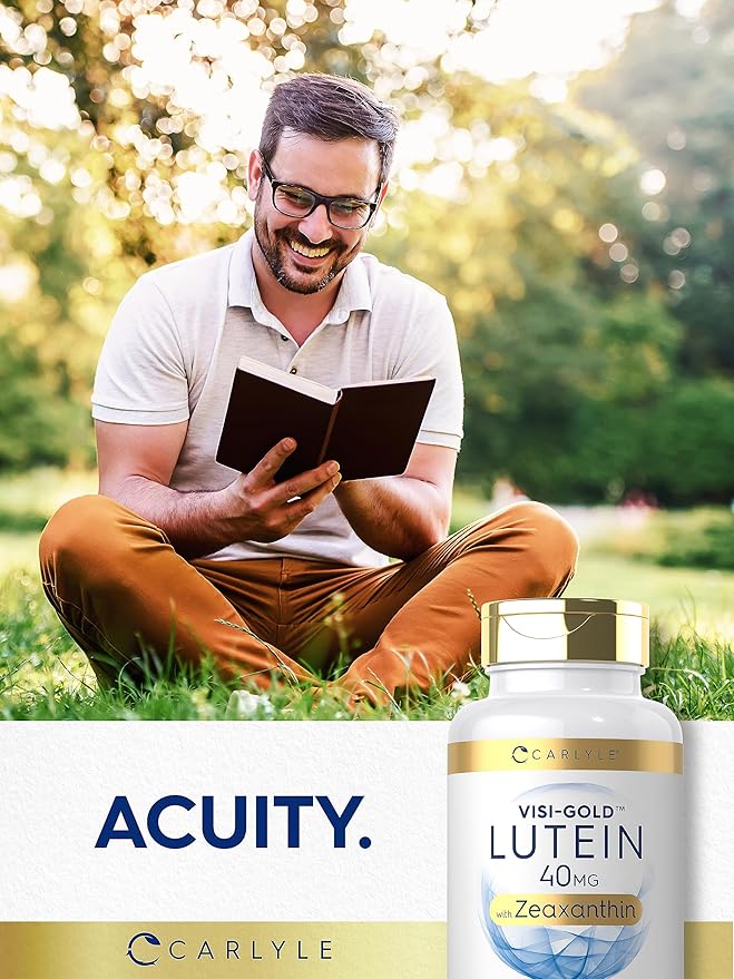 Carlyle Lutein and Zeaxanthin Supplement | 40mg | 180 Softgels | Pills for Eyes | Eye Health Vitamins | Visi-Gold | Non-GMO and Gluten Free