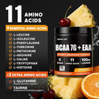 Sugar Free 7g BCAA + EAA Powder | Supports Muscle Recovery, Growth, Strength & Endurance – 9 Essential Amino Acids with L-Glutamine, Caffeine, Vitamin & Electrolyte for Energy & Hydration, Gluten Free