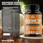 Mushroom Extract Complex with Black Pepper, Lion's Mane, Cordyceps, Turkey Tail, Chaga, Shiitake, Maitake, Nootropic Brain Supplements for Memory and Focus, Immune System Support, 90 Capsules