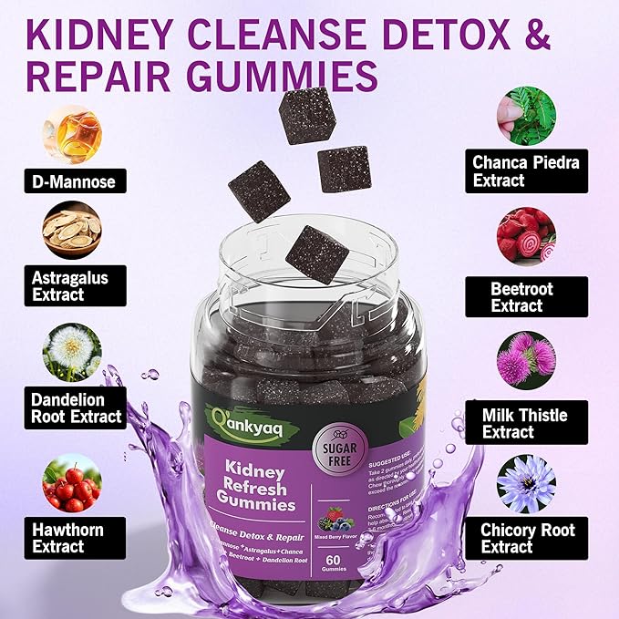 Q'ankyaq D mannose Gummies for Women, Kidney Cleanse Detox & Repair, Appetite Booster Gummies for Kids Ages 3+