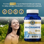 Vykee Nutrition Niacinamide Capsules - Vitamin B3 Supplement for Skin Wellness Cellular Energy and Metabolic Support - Vegan, Non-GMO Gluten Free - 500 mg 120 Count