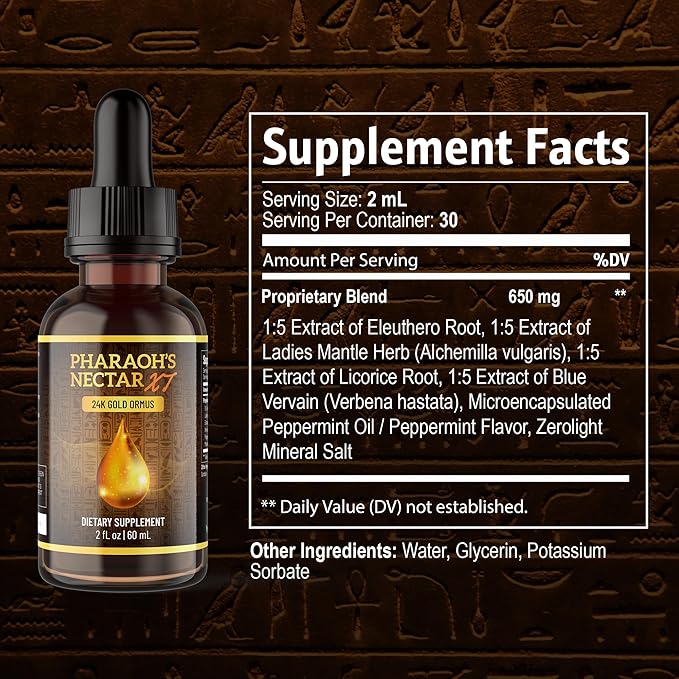 Ultra-Pure, 99.9% Liquid Gold - 24K Monoatomic Gold Ormus - Third Eye Awakening, Pineal Gland Decalcification, Awaken DNA, Unlock Light Speed Manifestation - Pharaoh's Nectar XT