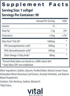Vital Nutrients Ultra Pure® Fish Oil 800 - Supports Heart, Brain, & Immune Health* - Sustainably Sourced High EPA & DHA Omega-3 Fatty Acid - Lemon Flavor - Gluten, Dairy, Soy Free - 90 Softgels