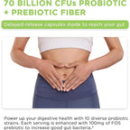 Vital Vitamins Probiotic Complex for Men & Women - 70 Billion CFU - Made with Prebiotic Blend - Digestive, Gut Health, & Immune Support - Powerful Blend of 10 Strains - 30 Capsules