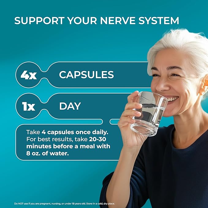 PUREHEALTH RESEARCH Nerve Regen Formula - Nerve Support Supplement for Feet & Hands - with Alpha Lipoic Acid ALA, Benfotiamine, Acetyl L-Carnitine, Vitamin B2, B6, B12, D3 & More - 6 Bottles