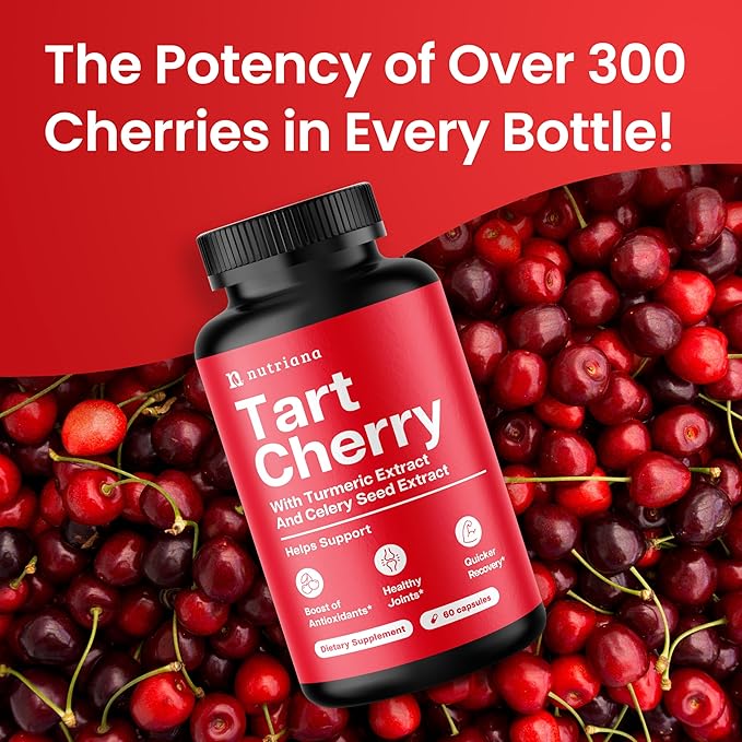 3 in 1 Tart Cherry Extract Capsules with Turmeric & Celery Seed for Feet & Joint Support Uric Acid Flush Cleanse & Purge Pills, 60 Veggie Capsules Manufactured in USA
