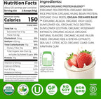 Orgain Organic Vegan Protein Powder, Strawberries & Cream - 21g Plant Based Protein, 4g Prebiotic Fiber, Low Net Carb, No Lactose Ingredients, No Added Sugar, Non-GMO, For Shakes & Smoothies, 2.03 lb
