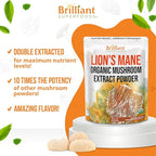 Ellie's Best Lions Mane Mushroom Extract Powder Supplement Organic 114 Servings - Double Extracted for Highest Potency - Dissolves in Coffee, Tea, Juice etc.4oz