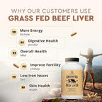 Ancestral Supplements Grass Fed Beef Liver 180 Capsules, Supports Energy Production, Detoxification, Digestion, Immunity and Full Body Wellness, Non-GMO, Freeze Dried Liver Health Supplement