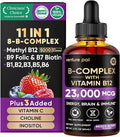 Venture Pal Vitamin B Complex Liquid Drops, B12 Methylcobalamin | B9 Folic | B1,B2,B3,B5,B6,B16 - Vitamin C, Choline, Inositol, Immune & Energy Metabolism, Brain & Heart Support
