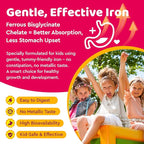 Iron Supplement Gummies for Kids, Kids Multivitamin with Iron Gummies - Zinc, Vitamin B Complex, A, C, D3, B12, Folate for Blood Builder & Energy Support, Iron Deficiency, Vegan Mixed Berry 60ct
