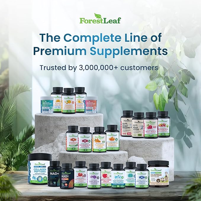ForestLeaf Collagen Peptides Powder Unflavored - Hydrolyzed Grass Fed Keto Collagen Protein Powder Type 1, 2 & 3 - Vital Hair, Skin, Nails, Joints, Recovery, 11g Per Serving