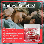 Colostrum Chews Supplement with probiotics for Gut Health, Bloating, Immune Support, Skin, Hair Growth and Beauty - Strawberry Flavor (60 Servings)