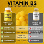 Vitamin B2 100mg Gummies for Adults and Kids - Riboflavin 100 mg Gummy - VIT B2 Supplements