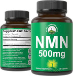 NMN Supplement Ultra High Strength Stabilized Nicotinamide Mononucleotide 500mg Per Capsule. 2 Capsules = 1,000mg of NMN. Boost NAD Levels. Healthy Aging NAD+ Supplements for Men and Women