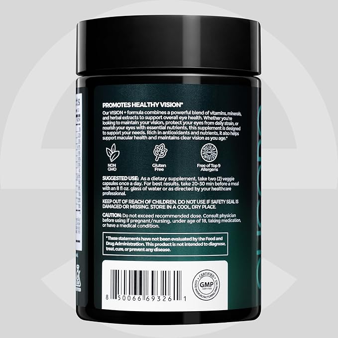 Premium Eye Vitamins – 200 mg Lutein and Zeaxanthin Supplement – Clear Vision & Eye Health Support* – 23 in 1 Complex with Lutein, Zeaxanthin, Vitamins & Minerals – 60 Veg Caps