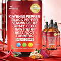 VivoNu Cayenne Pepper Softgels Supplement, Supports Leg Vein, Heart and Blood Vessel Health, with Vitamin E D3+K2 and Extracts of Grape Seed, Hawthorn, Beetroot, Berberine (Drops /3 Bottle)