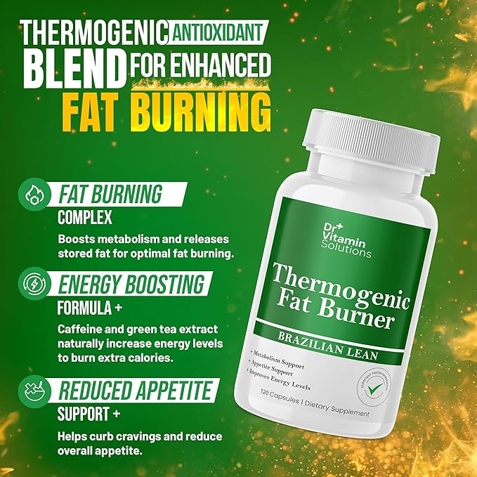 Thermogenic Fat Burner for Women and Men - Appetite Suppressant for Weight Loss - Includes Green Tea Extracts for Bloat Relief - Metabolism Booster - 120 Weight Loss Pills