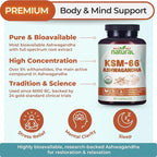 Why Not Natural Organic Ashwagandha KSM 66 Supplements Capsules - KSM66