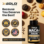 X Gold Health Organic Maca Root Capsules 1500mg – Peruvian Black, Red & Yellow Maca – Energy, Stamina, Libido & Hormone Balance Support for Men & Women – Vegan, Non-GMO – 150 Veggie Capsules