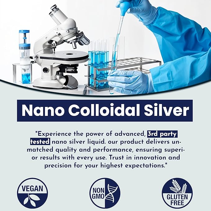 Optivida Colloidal Silver Liquid - 10 PPM Liquid Silver Immune Support, Pure Nano Silver Hydrosol Liquid for Family Wellness - Natural Silver Water for Adults & Kids, Non-GMO, 3rd Party Tested - 4 Oz