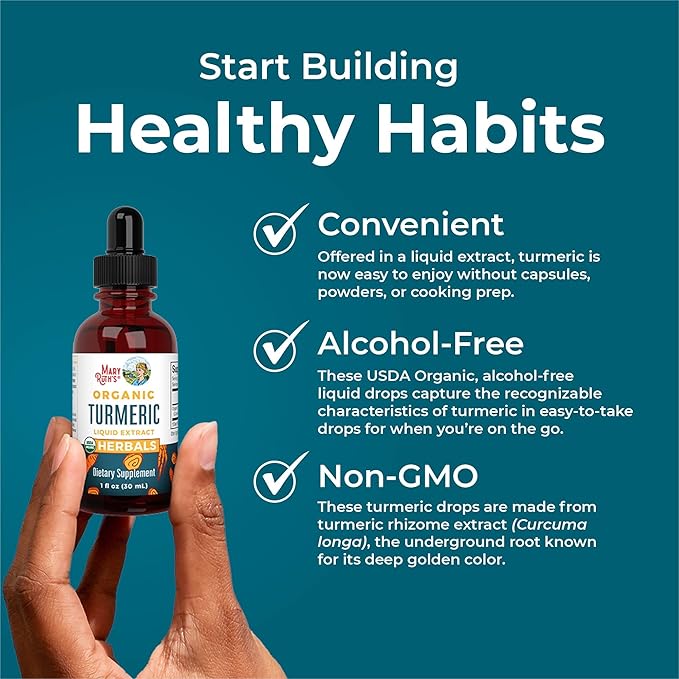 MARYRUTH'S Organics Organic Turmeric Liquid Extract | Sugar Free | USDA Organic | Organic Turmeric Supplement | Non-GMO | Gluten Free | Vegan | Alcohol-Free Tincture | 1 Fl Oz