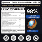 2 Packs Lisopomal Lithium Orotate Complex Capsules, Lithium Orotate 20 mg, Magnesium Glycinate & Ashwagandha, Brain Health Supplements for Cognitive, Mood & Memory – Non-GMO, 240 Vegan Capsules