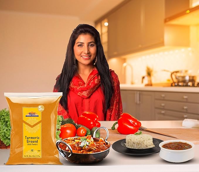 Rani Turmeric (Haldi) Root Powder Spice, (High Curcumin Content) 80oz (5lbs) 2.27kg Bulk ~ All Natural | 100% Pure, Salt Free | Vegan | Gluten Friendly | NON-GMO | Kosher | Indian Origin