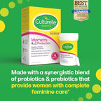 Culturelle 4-in-1 Probiotics for Women, Daily Probiotic & Prebiotic Supplement to Support Vaginal Health, Digestive Health, Immune Health, Occasional Diarrhea, Gas & Bloating Relief, Non-GMO, 30 Count