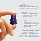SugarBearPro Sleep Gummy 1 Month Supply, Extra Strength Melatonin 6mg, for Men & Women, Vegan Vitamin B6, L-Theanine, 5 HTP, Valerian, Sleep Aid for Adults & Teens, Certified Kosher