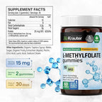 BIO KRAUTER® L Methylfolate Gummies for Folic Support - Folic Acid Gummies (Vitamin B9) MTHF Supplement for Mood Support - Folate Supplement 15 mg L-Methylfolate per Serving, 60 Vegan Gummies