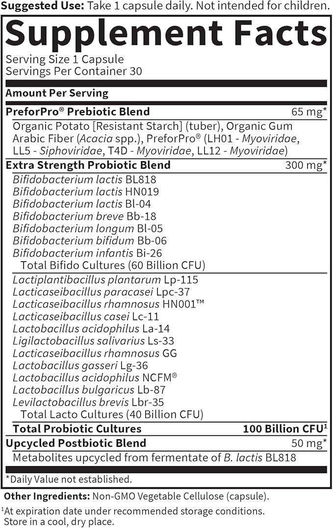 Garden of Life Dr. Formulated Pre, Post & Probiotics 100 Billion CFU Once Daily 3-in-1 Complete Probiotics, Prebiotics & Postbiotics Supplement for Women and Men – Extra Strength, 30 Day Supply