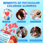 Potassium Chloride Gummies 1200mg for Adults & Kids, Sugar-Free Potassium Supplement Gummies Support Leg Cramps & Electrolyte Balance for Women & Men, Strawberry Flavor, 60 Count