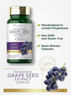 Carlyle Grape Seed Extract | 120 Quick Release Capsules | Standardized Extract Complex with Polyphenols | Non-GMO, Gluten Free Supplement