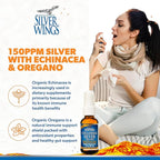Natural Path Silver Wings Colloidal Silver 150ppm (750mcg) w/Echinacea & Oregano Immune Support Supplement - 1 fl. oz Spray