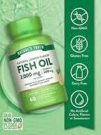 Nature's Truth Fish Oil Omega 3 Supplement | 2000mg | 60 Softgels | EPA & DHA | Lemon Flavor | Non-GMO and Gluten Free