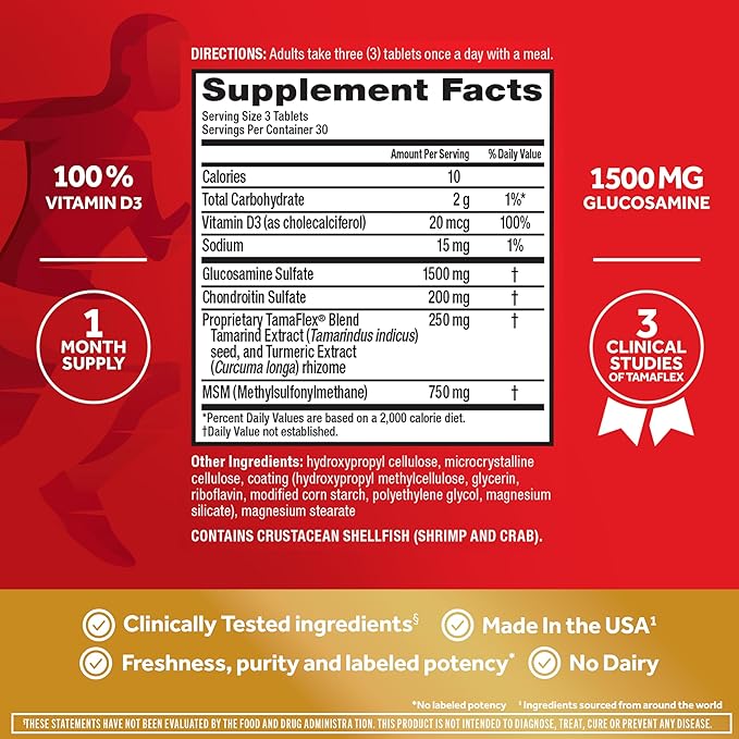 Move Free Advanced 5-Day Joint Support Supplement with Turmeric Curcumin & Tamarind (TamaFlex) Glucosamine, & Vitamin D3 for Joint Health, Bone Strength, Cartilage, and Knee Range of Motion. 90 Count
