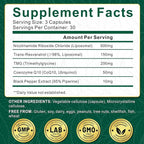 NBOOCUP NAD Supplement - 1010mg Nicotinamide Riboside Chloride Complex, Liposomal NR Supplements, Resveratrol NAD+ for Anti Aging, Cellular Energy, Skin, Focus - 90 Capsules