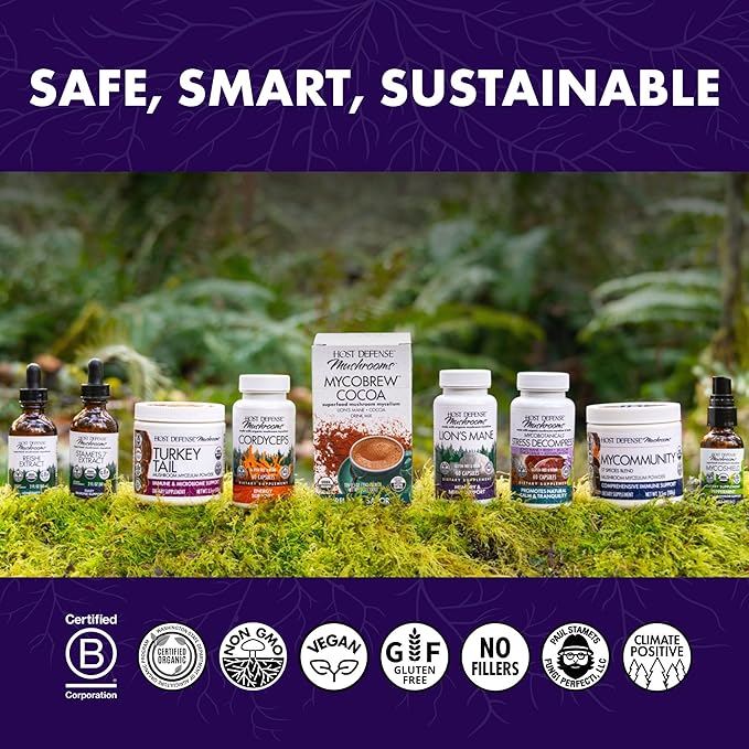 Host Defense Stamets 7 Mushroom Powder - 7 Species Blend - Mushroom Supplement for Immune Support with Royal Sun Blazei, Cordyceps, Reishi, Maitake, Lion's Mane, Chaga & Mesima - 3.5 oz (66 Servings)*