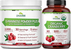 Zazzee Urinary Tract Cleanse Bundle | Fast Acting Probiotic Cranberry D Mannose Powder Plus USDA Organic Cranberry Extract Capsules for Women | Non-GMO Vegan & ISO Lab Tested
