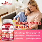 2 Pack Iron Gummies for Women & Kids, Sugar Free with Vitamin C, 20mg Gentle Iron for Whole Family, Non-Constipating, Blood Builder B12 & Folate, Energy Support, Strawberry 120 Count