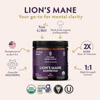 TRIBE ORGANICS Lion’s Mane Supplement 1000mg Mushroom Extract Powder - Immune System Booster & Brain Nootropic for Focus and Memory | Mental Clarity | Natural Energy and Immunity - 120 Vegan Capsules