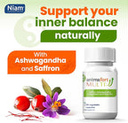 NIAM Laboratorios Ashwagandha KSM-66 & Saffron Supplement | Stress Relief, Mood & Emotional Balance | Vitamin B & Magnesium | Natural Pills for Mental Relaxation | 30 Capsules | AnimaFort Multi